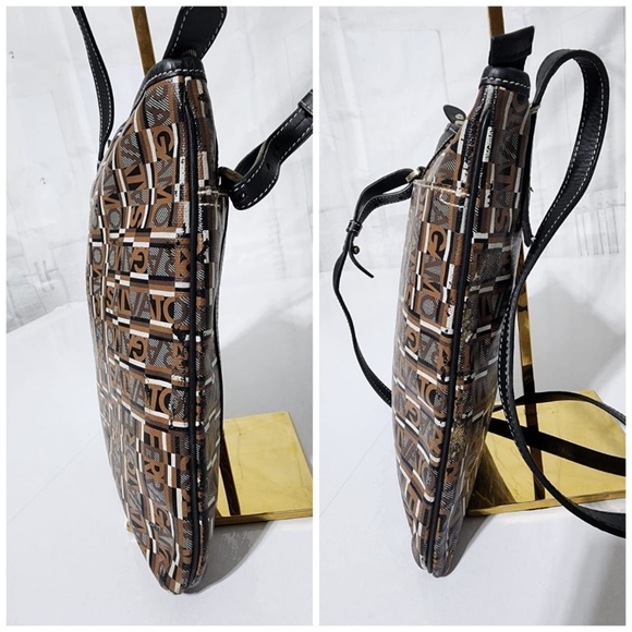 Authentic Salvatore Ferragamo Coated Canvas Shoulder Bag Brown - Picture 6 of 16